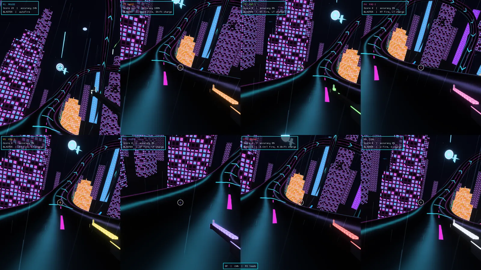 Eight-player split-screen on one PC